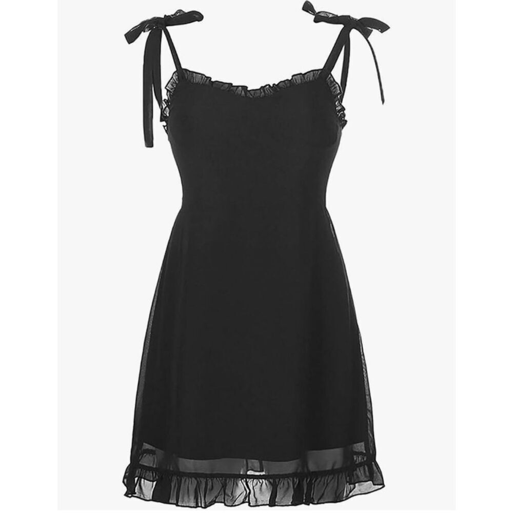 NEW Goth Spaghetti Straps Swing Skater Dress Club Y2K Streetwear XL